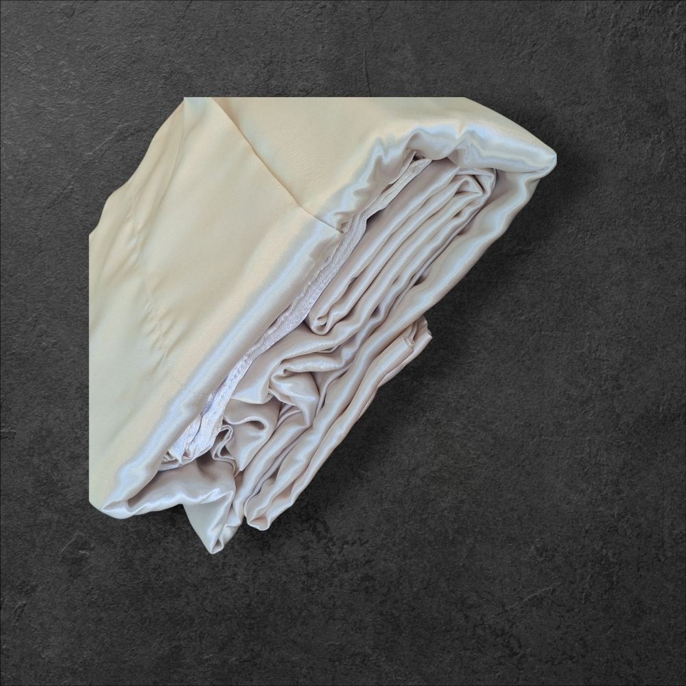 JC Penney Satin Luxury Cream Queen Sheet Set NEW Ivory 4 pc